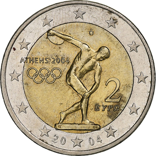 Řecko, 
  
  2 eura, 
  
  olympiáda v Aténách