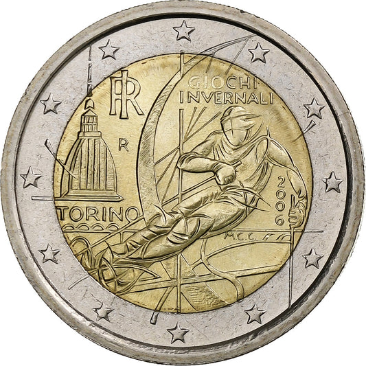 Itálie, 
  
  2 eura, 
  
  Turín