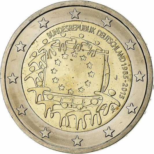 Německo, 
  
  2 eura, 
  
  Vlajka