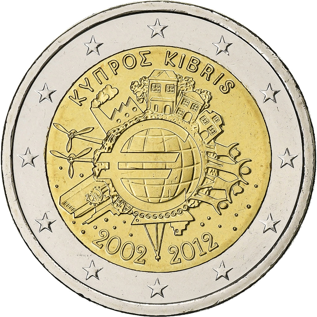 Kypr, 
  
  2 eura, 
  
  Euro 2002-2012