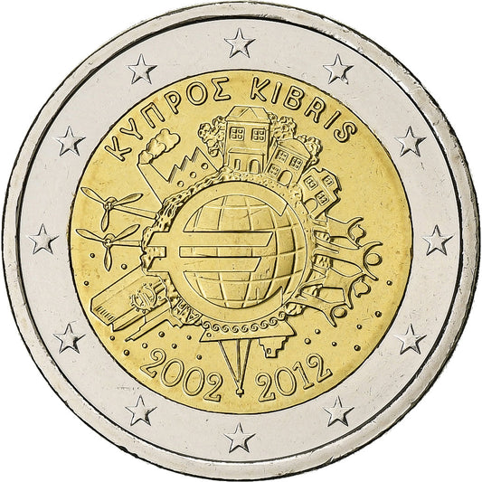 Kypr, 
  
  2 eura, 
  
  Euro 2002-2012