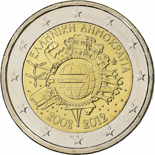 Řecko, 
  
  2 eura, 
  
  Euro 2002-2012