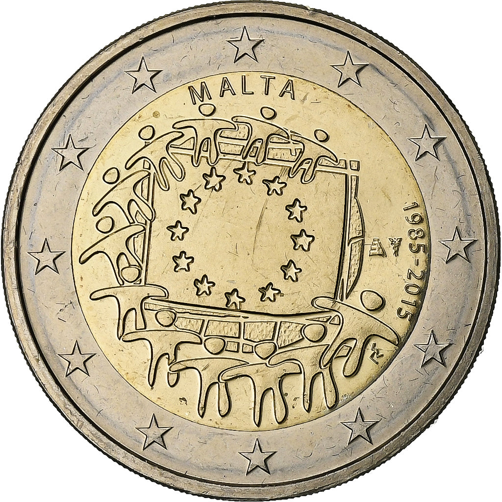Malta, 
  
  2 eura, 
  
  Drapeau européen