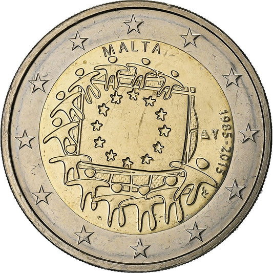 Malta, 
  
  2 eura, 
  
  Drapeau européen