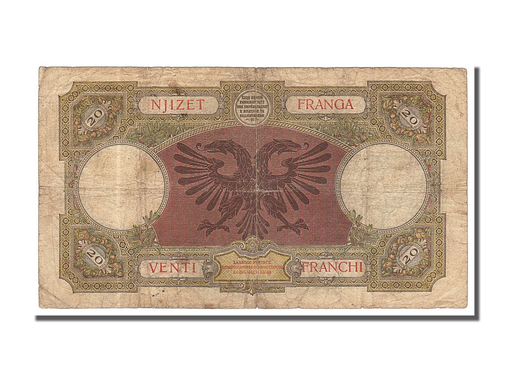 Bankovka, 
  
  Albánie, 
  
  20 Franga