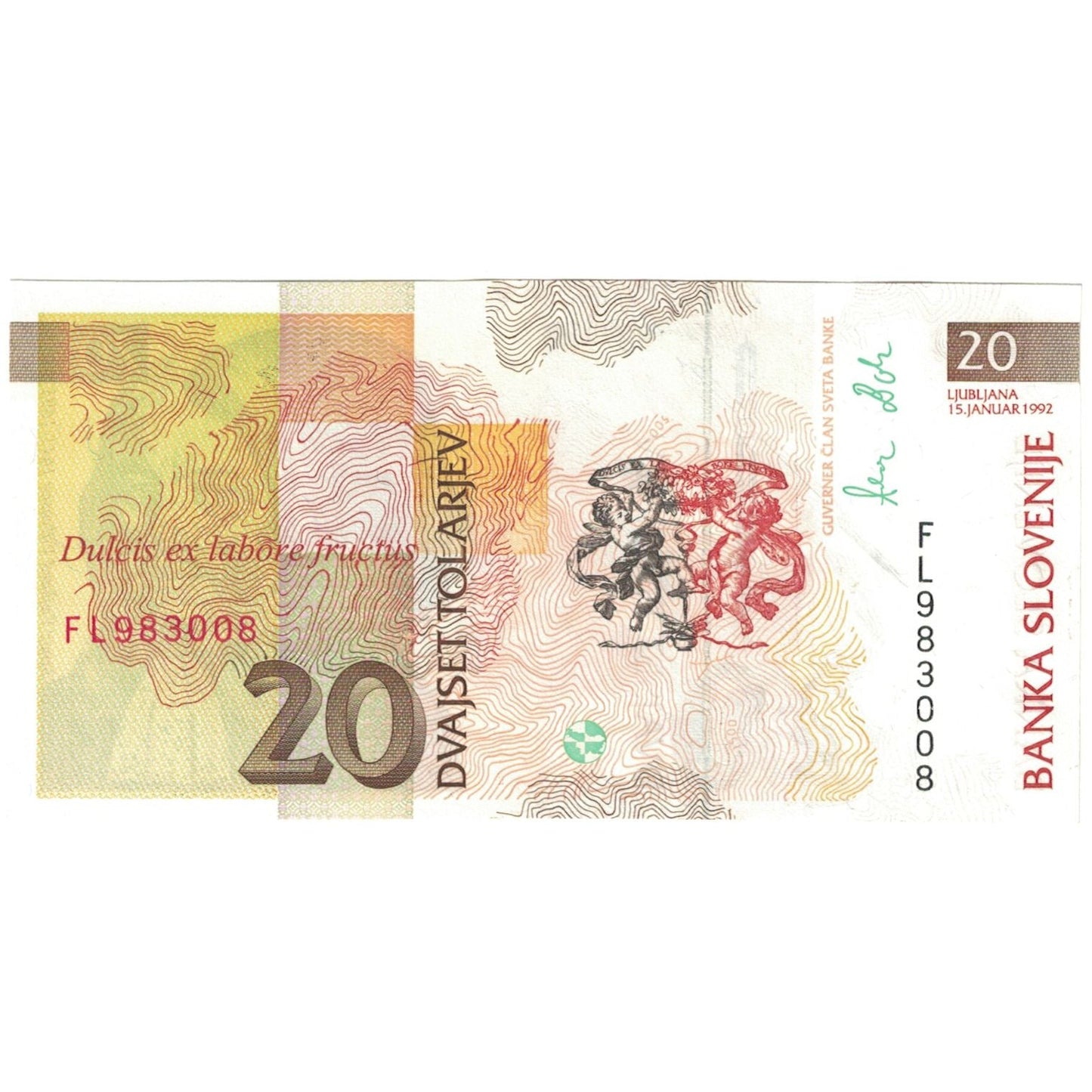 Bankovka, 
  
  Slovinsko, 
  
  20 Tolarjev