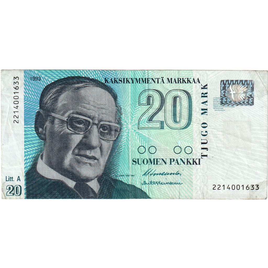 Finsko, 
  
  20 Markkaa, 
  
  VF(30-35)