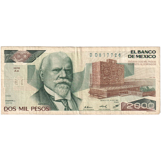 Mexiko, 
  
  2000 pesos, 
  
  1984-10-30