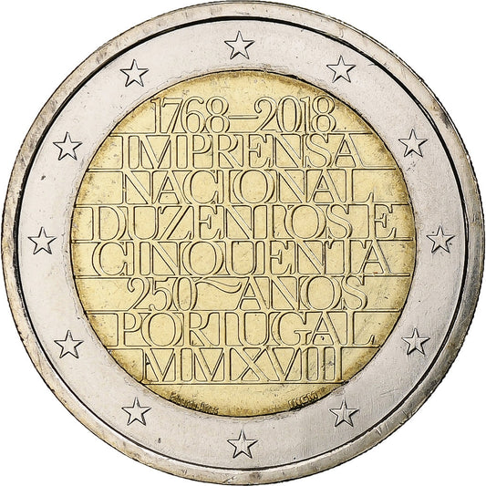 Portugalsko, 
  
  2 eura, 
  
  250 ans de la monnaie