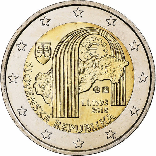Slovensko, 
  
  2 eura, 
  
  25. výročí Republiky
