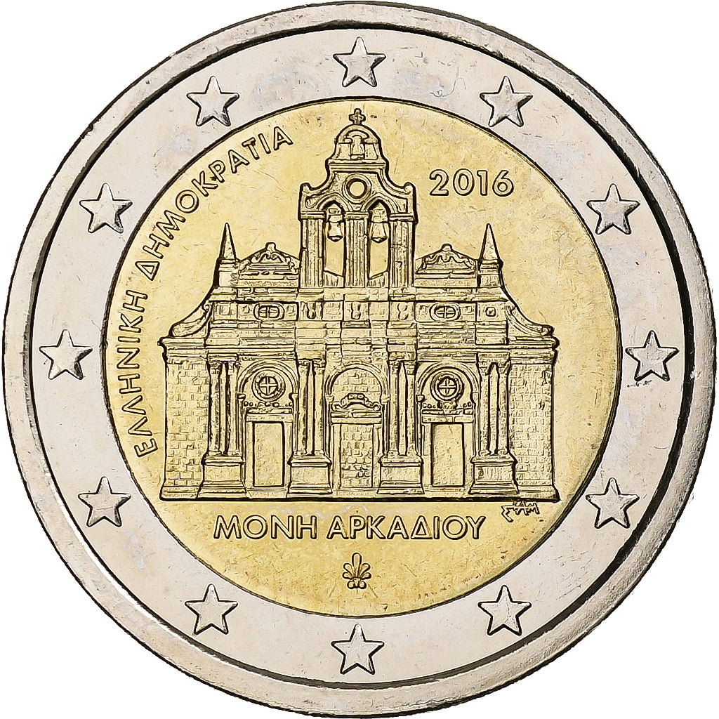 Řecko, 
  
  2 eura, 
  
  Holocaust du monastère d'Arkadi