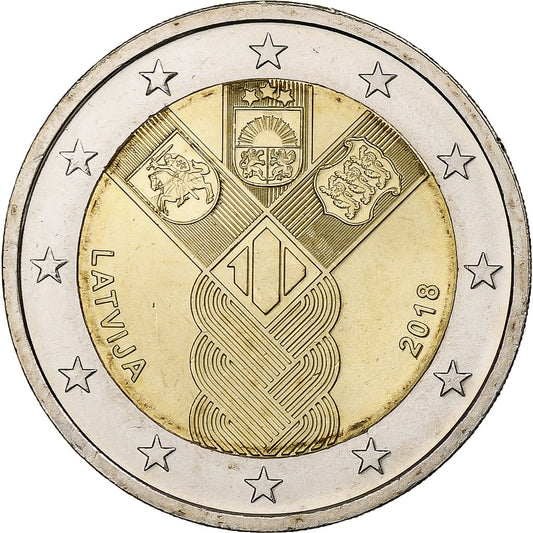 Lotyšsko, 
  
  2 eura, 
  
  2018