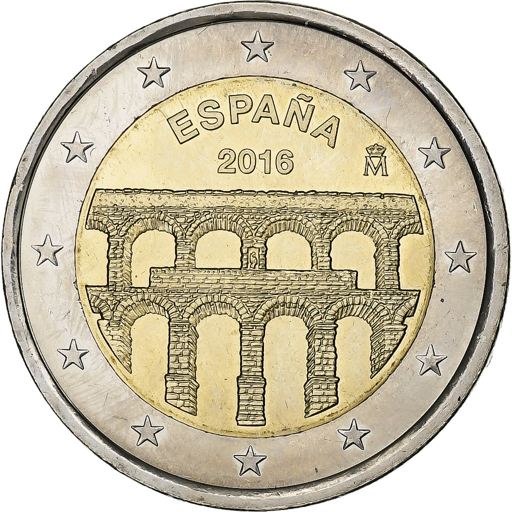Španělsko, 
  
  2 eura, 
  
  Aqueduc de Ségovie