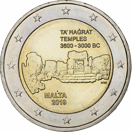 Malta, 
  
  2 eura, 
  
  Chrámy Ta' Hagrat