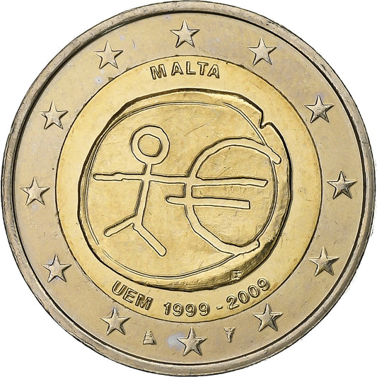Malta, 
  
  2 eura, 
  
  Evropská měnová unie