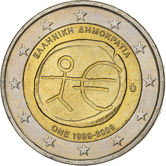 Řecko, 
  
  2 eura, 
  
  Evropská měnová unie