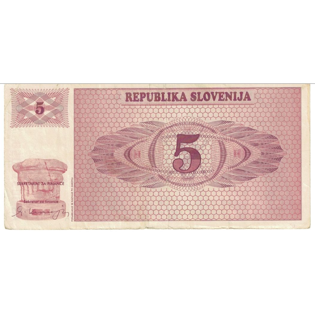 Bankovka, 
  
  Slovinsko, 
  
  5 (Tolarjev)