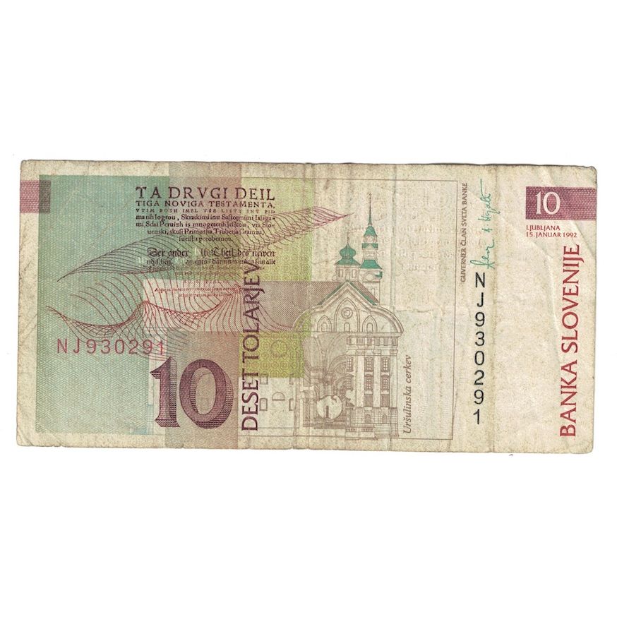 Bankovka, 
  
  Slovinsko, 
  
  10 Tolarjev