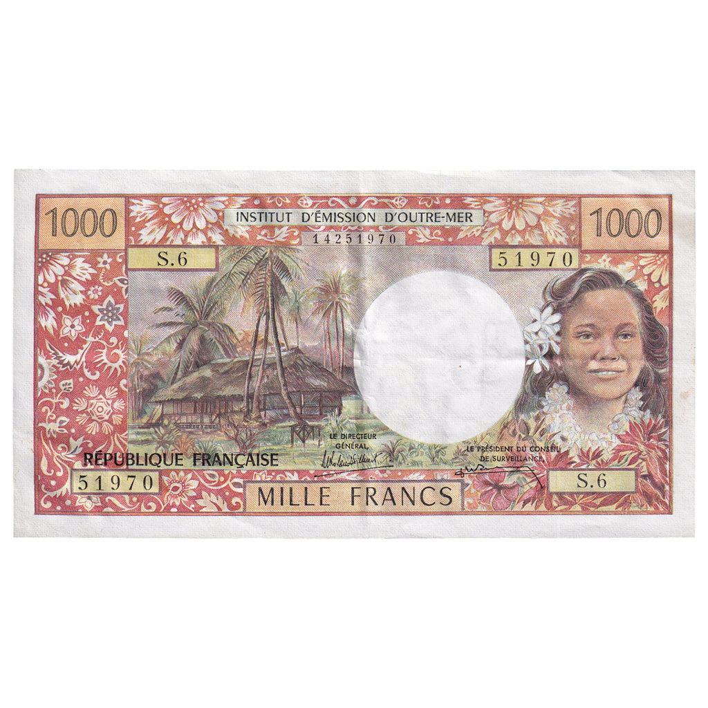 Bankovka, 
  
  Tahiti, 
  
  1000 franků