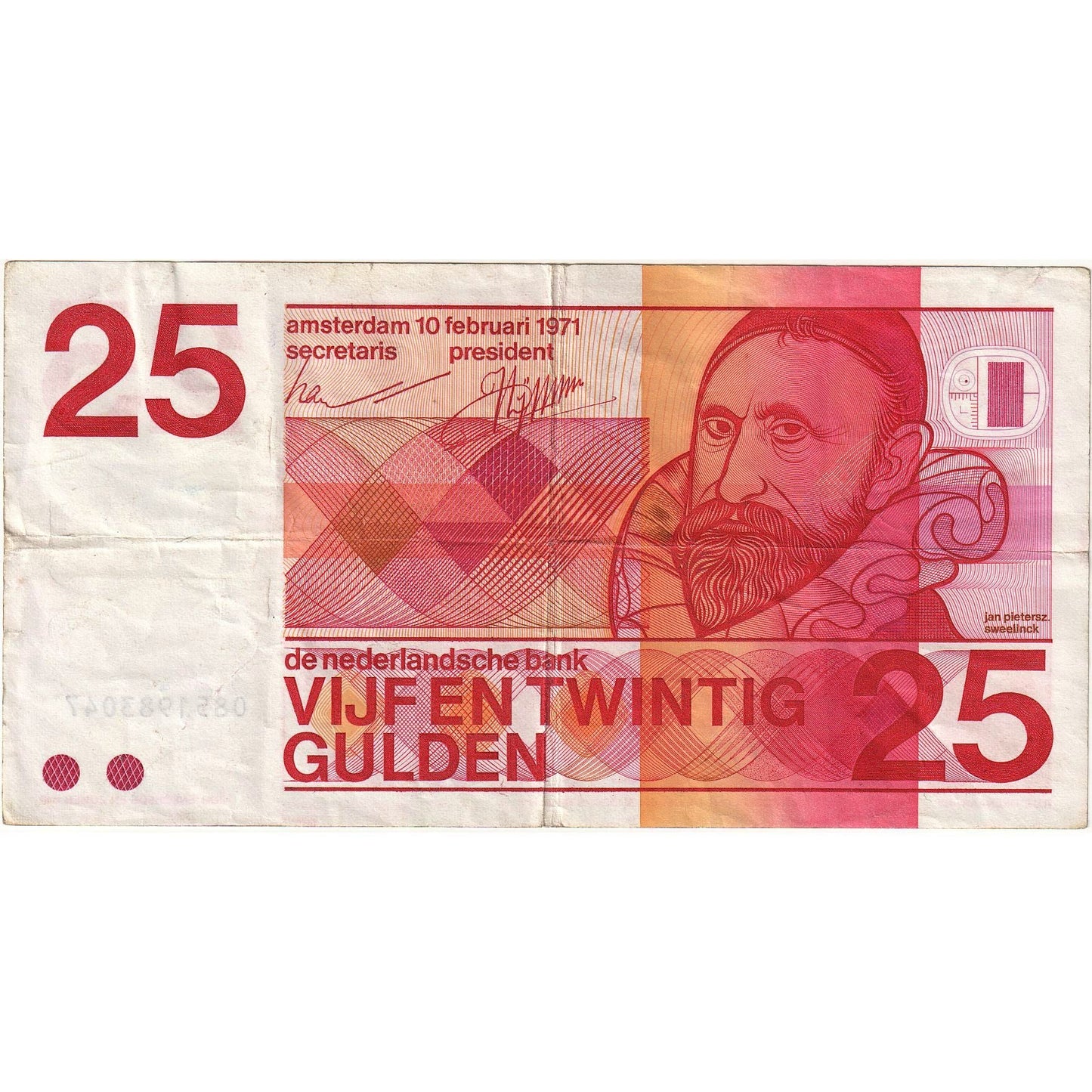 Nizozemí, 
  
  25 zlatých, 
  
  1971