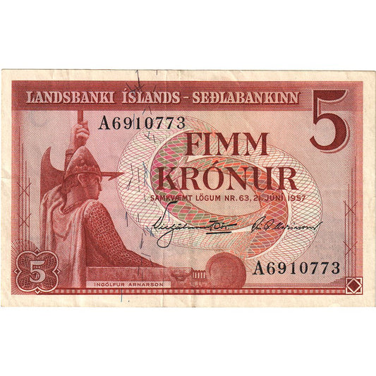 Island, 
  
  5 korun, 
  
  1957-06-21