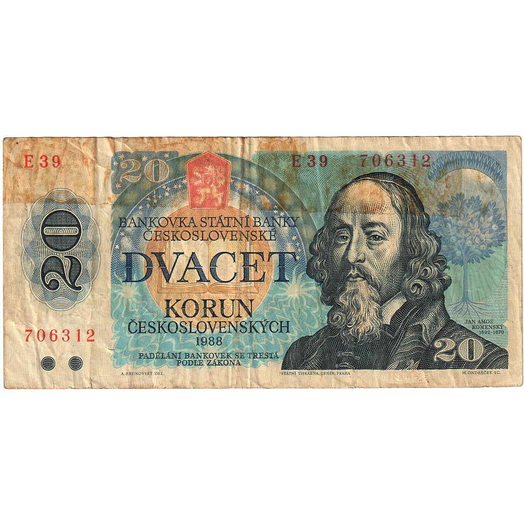 Československo, 
  
  20 korun, 
  
  1988