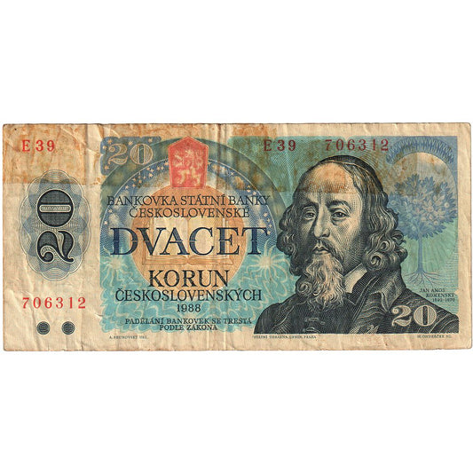 Československo, 
  
  20 korun, 
  
  1988