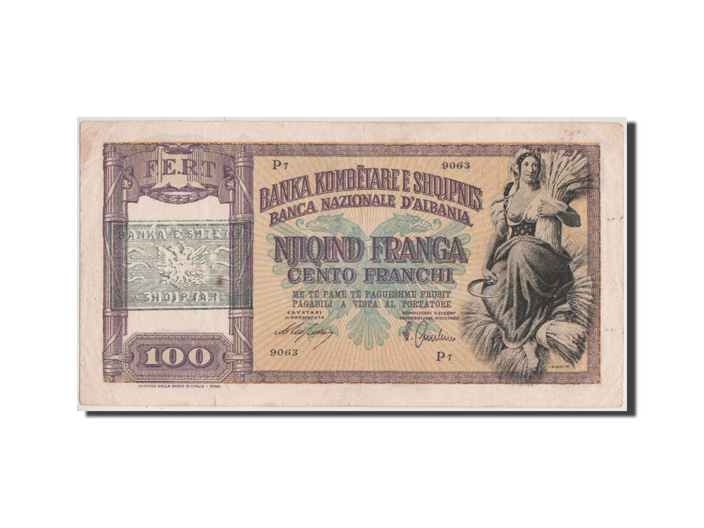 Bankovka, 
  
  Albánie, 
  
  100 Franga