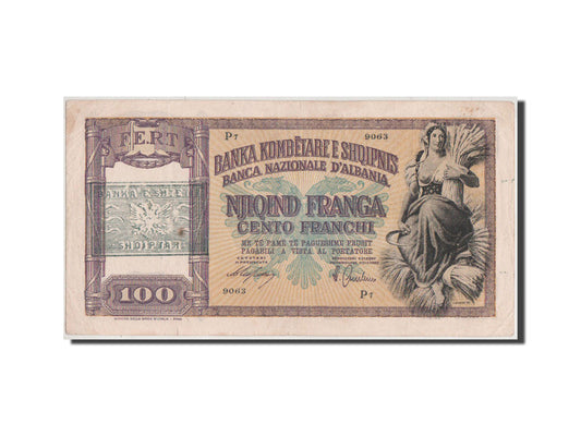 Bankovka, 
  
  Albánie, 
  
  100 Franga