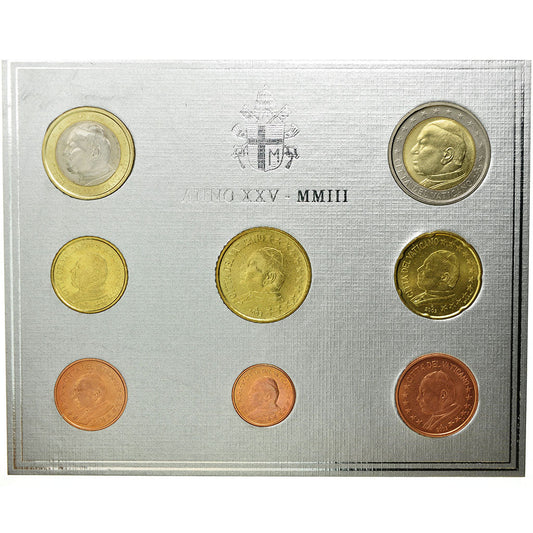 VATIKÁN, 
  
  1 cent až 2 eura, 
  
  2003
