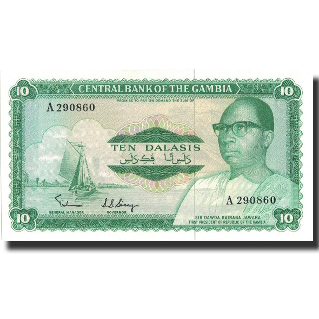 Bankovka, 
  
  Gambie, 
  
  10 Dalasis