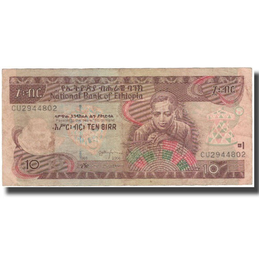 Bankovka, 
  
  Etiopie, 
  
  10 Birr