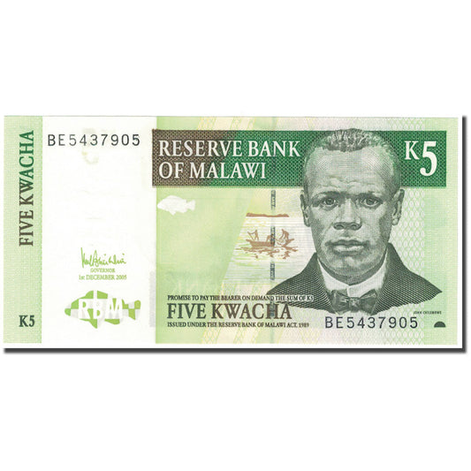 Bankovka, 
  
  malawi, 
  
  5 Kwacha