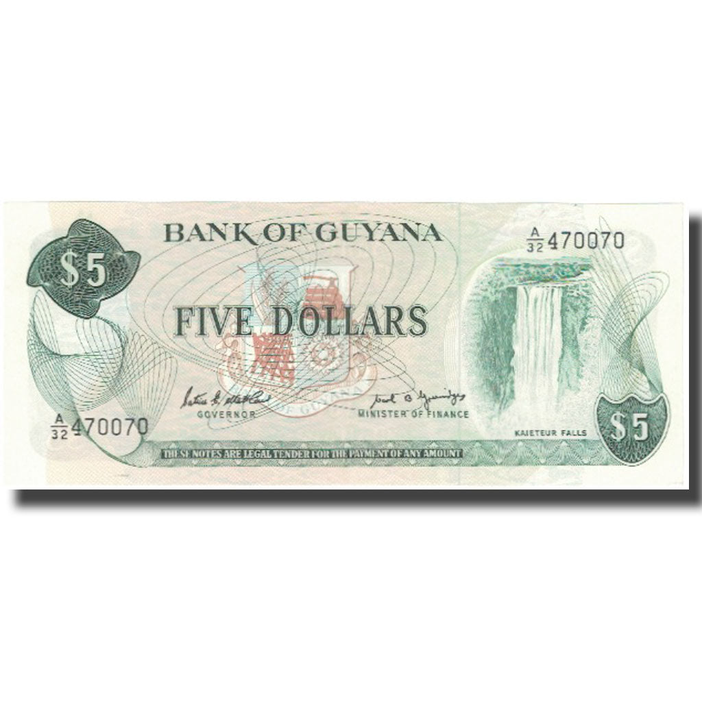 Bankovka, 
  
  Guyana, 
  
  5 dolarů