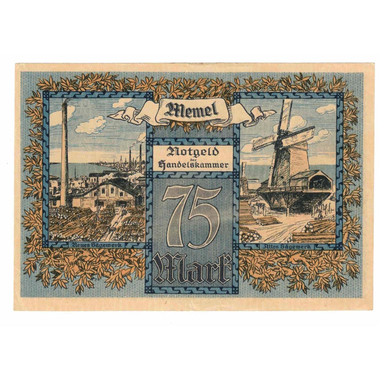 Bankovka, 
  
  memel, 
  
  75 Mark