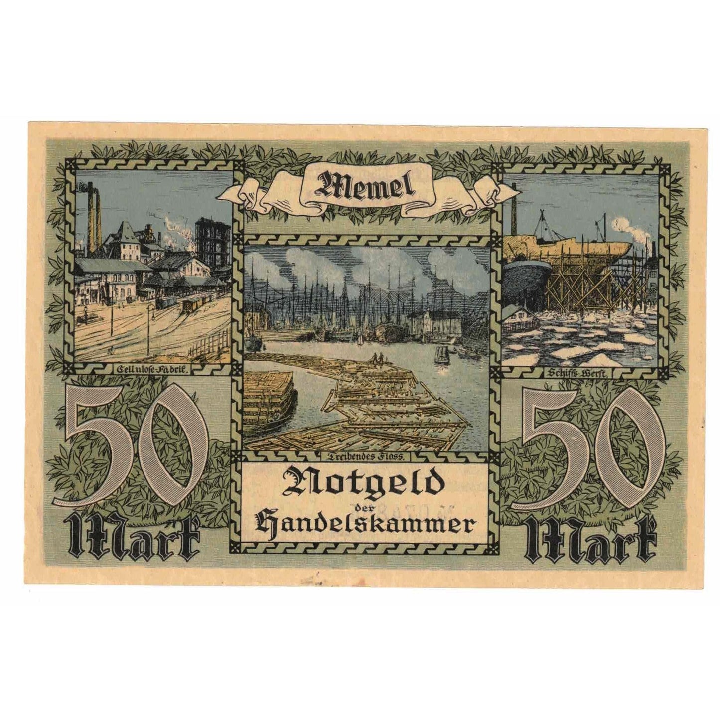 Bankovka, 
  
  memel, 
  
  50 marek