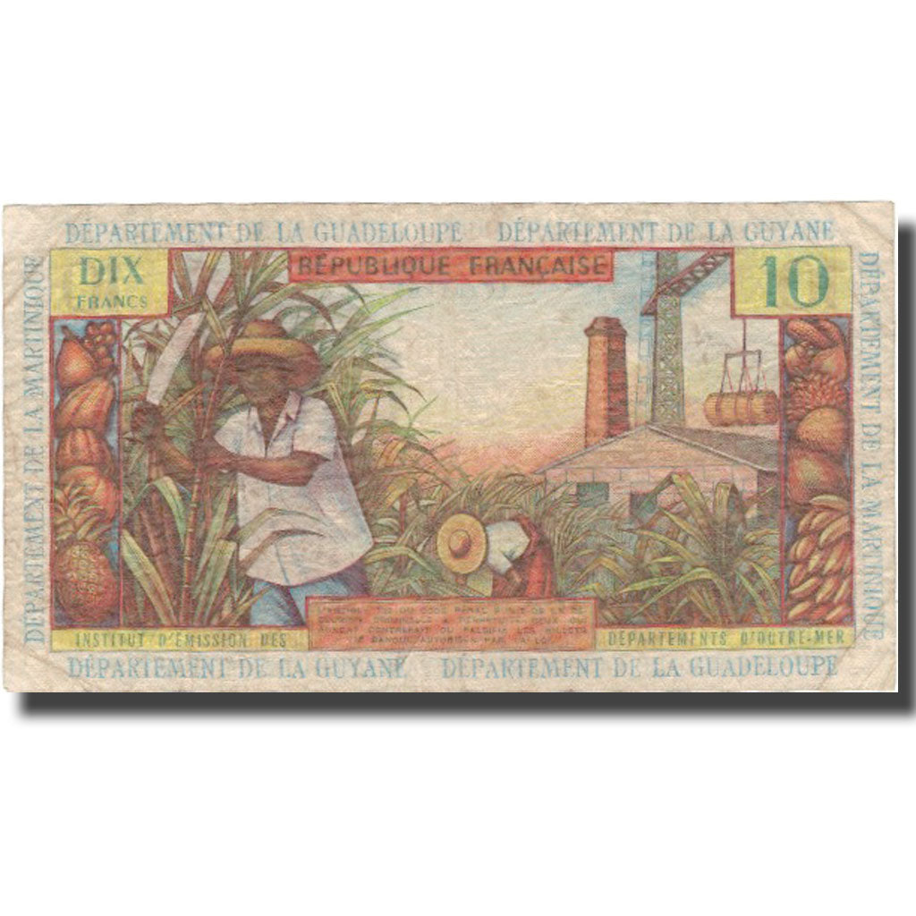 Bankovka, 
  
  Francouzské Antily, 
  
  10 franků
