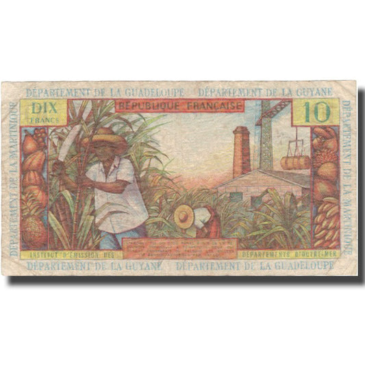 Bankovka, 
  
  Francouzské Antily, 
  
  10 franků