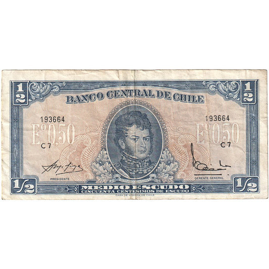 Bankovka, 
  
  Chile, 
  
  1/2 escudo