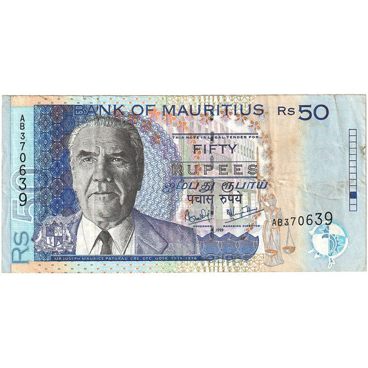 Bankovka, 
  
  Mauricius, 
  
  50 rupií