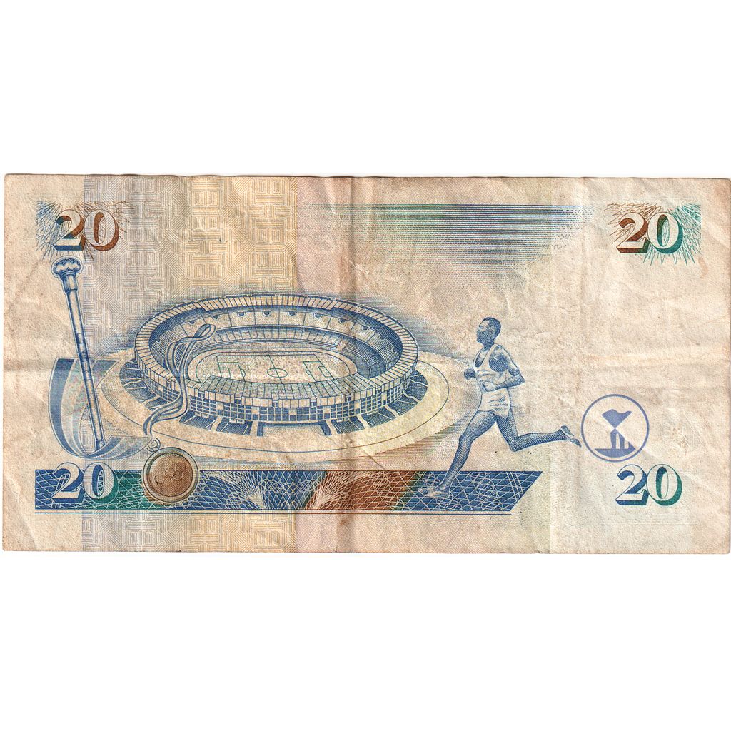 Keňa, 
  
  20 šilinků, 
  
  1996