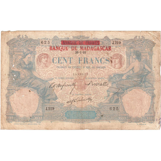 Madagaskar, 
  
  100 franků, 
  
  1893