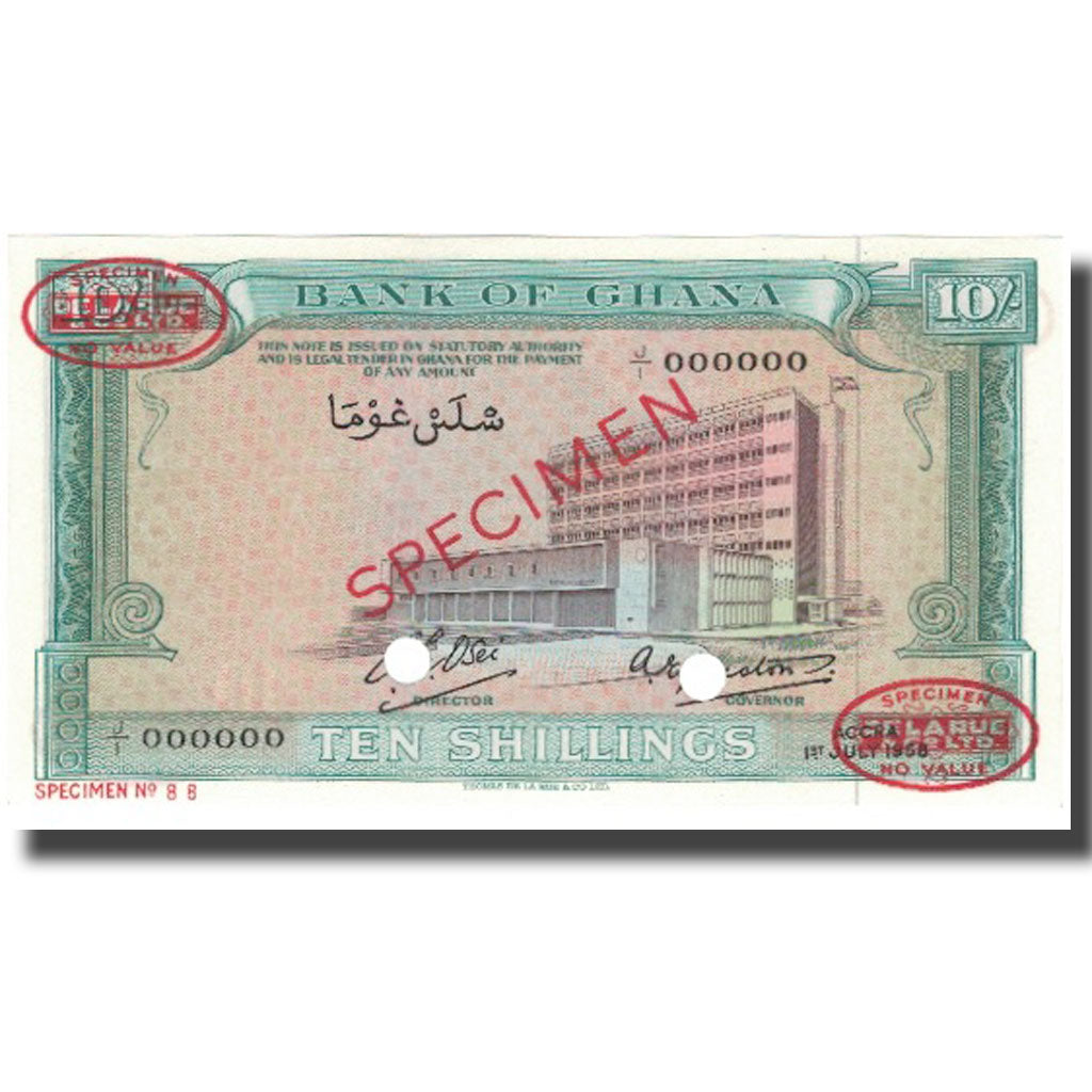 Bankovka, 
  
  Ghana, 
  
  10 šilinků
