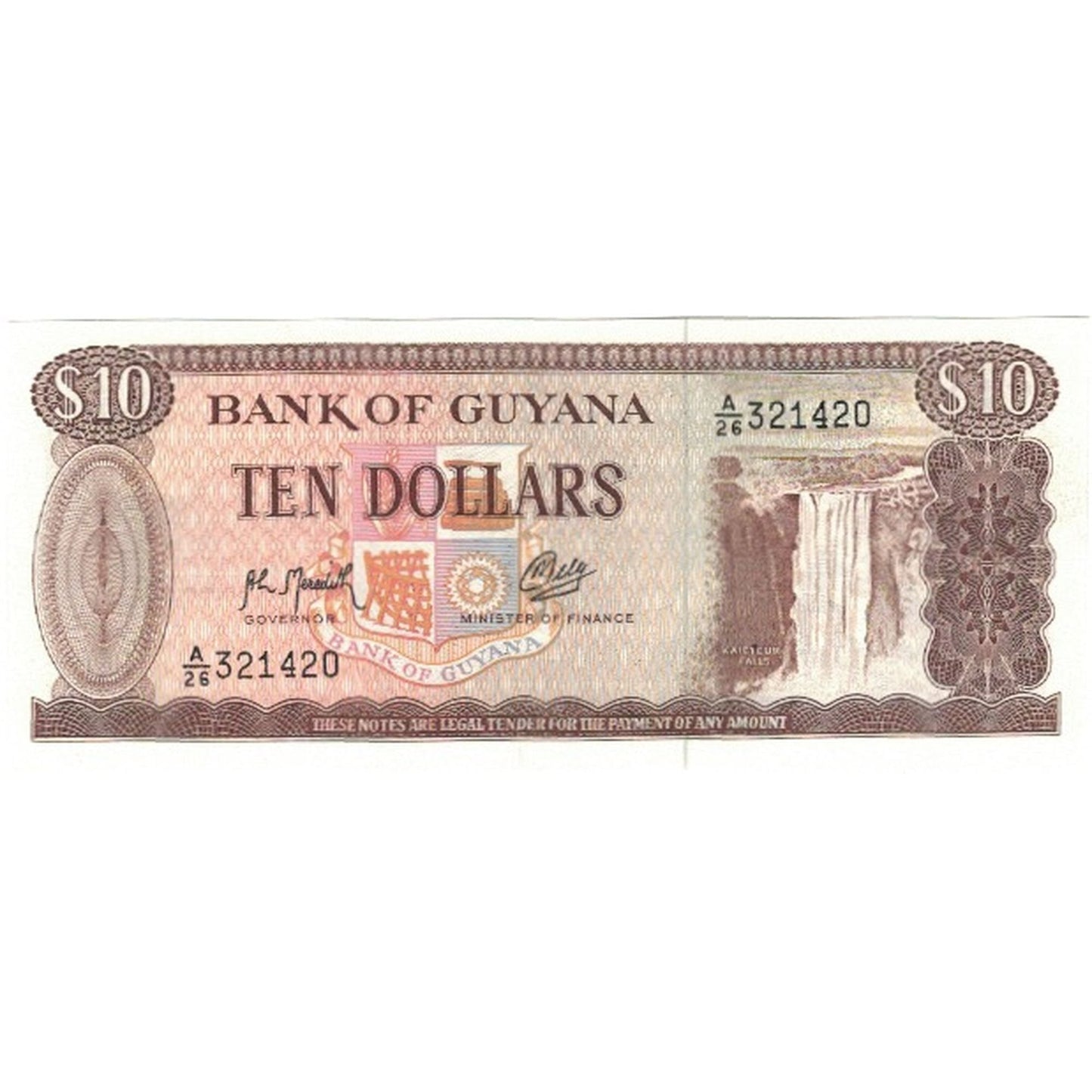 Bankovka, 
  
  Guyana, 
  
  10 dolarů