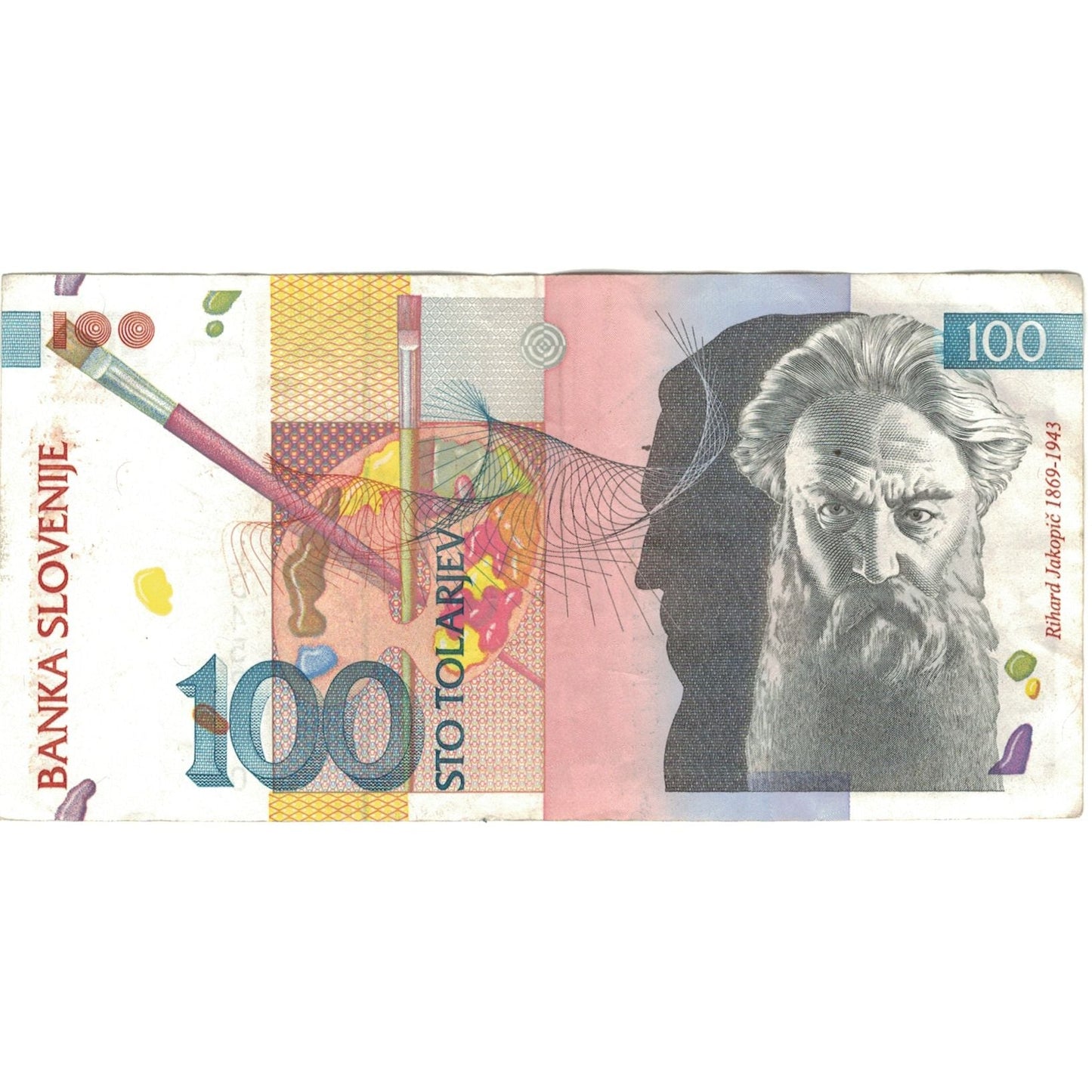 Bankovka, 
  
  Slovinsko, 
  
  100 Tolarjev