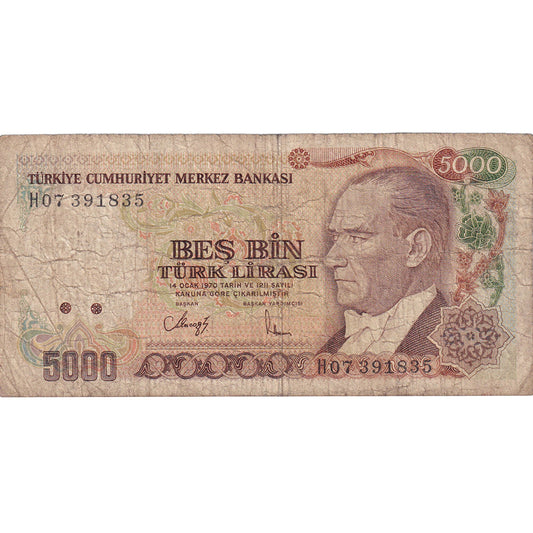 Bankovka, 
  
  Turecko, 
  
  5000 lir