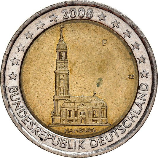 Německo, 
  
  2 eura, 
  
  2008